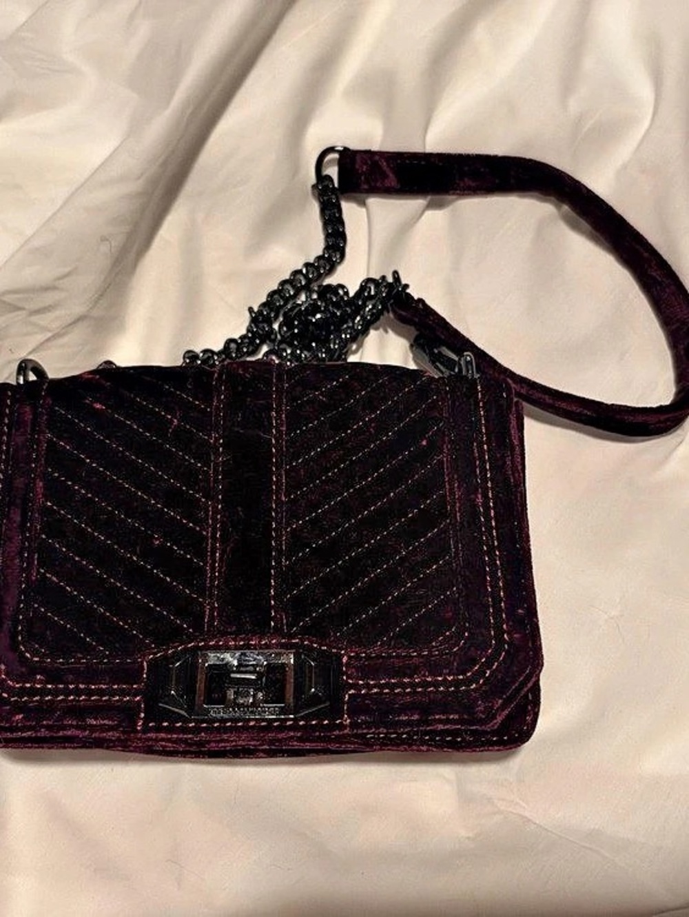 Rebecca Minkoff Small Love Chevron Quilted Velvet Crossbody Bag Velvet Crossbody